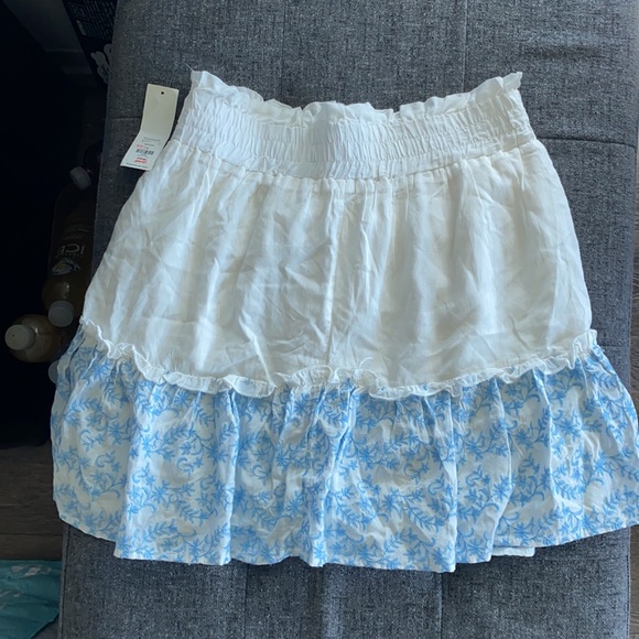 White & Blue Smocked Waist Skirt - Picture 2 of 3